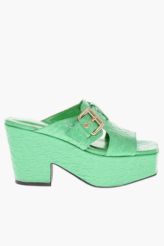 Crocodile Effect LENKA Embossed Leather Mules 9cm