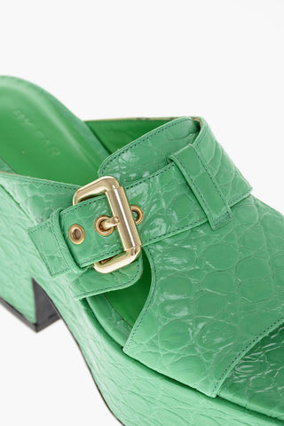 Crocodile Effect LENKA Embossed Leather Mules 9cm