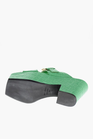 Crocodile Effect LENKA Embossed Leather Mules 9cm
