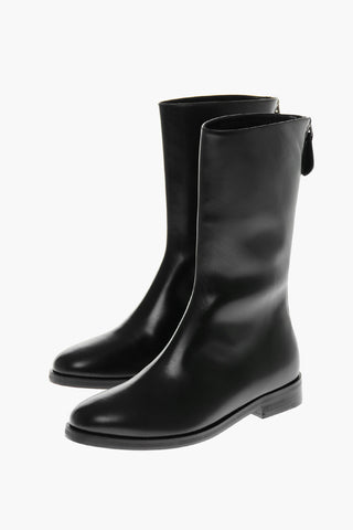 Leather BOTTINES Booties with Back Zip