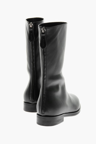 Leather BOTTINES Booties with Back Zip