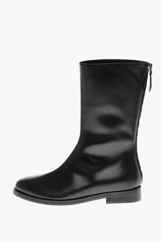 Leather BOTTINES Booties with Back Zip