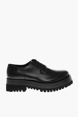 Scarpe Derby in Pelle Effetto Opaco 6cm