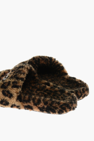 Slides in Eco Pelliccia con Logo Ricamato