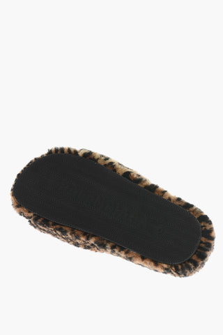 Slides in Eco Pelliccia con Logo Ricamato