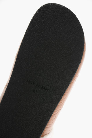 Logoed Leather Slides with Shearling Insole