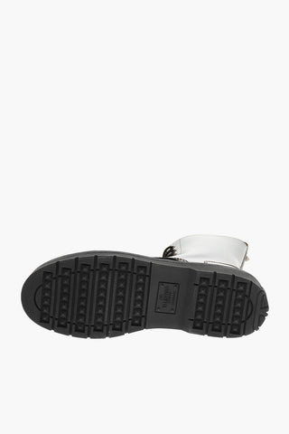 Leather Combat Boots with Zip and Rear Embossed Logo