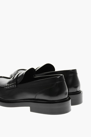 Shiny Leather Loafers with Medusa Application