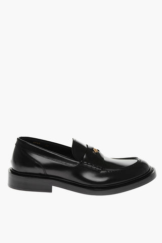 Shiny Leather Loafers with Medusa Application