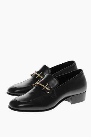 Leather Loafers with Metal Clamp 3,5cm