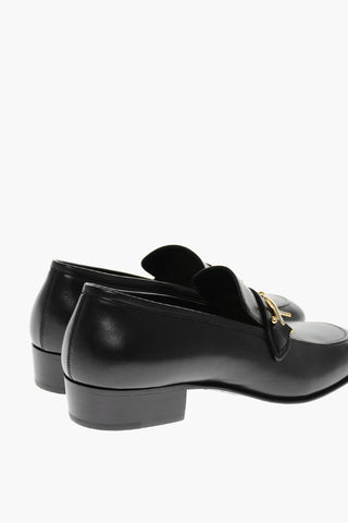 Leather Loafers with Metal Clamp 3,5cm