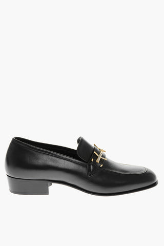Leather Loafers with Metal Clamp 3,5cm