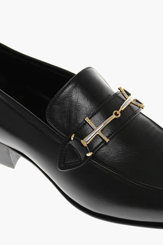 Leather Loafers with Metal Clamp 3,5cm