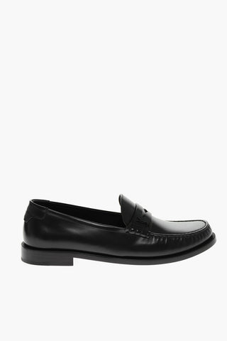 Leather Penny Loafers with YSL Monogram 2,5cm