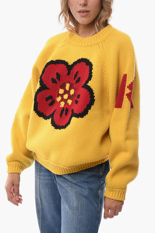 PARIS Crew Neck Pure Wool Pullover with Jacquard Motif