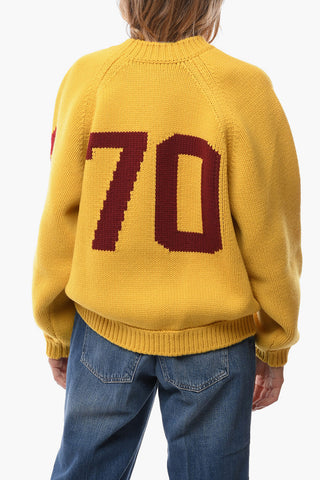 PARIS Crew Neck Pure Wool Pullover with Jacquard Motif