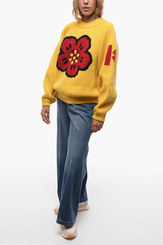 PARIS Crew Neck Pure Wool Pullover with Jacquard Motif