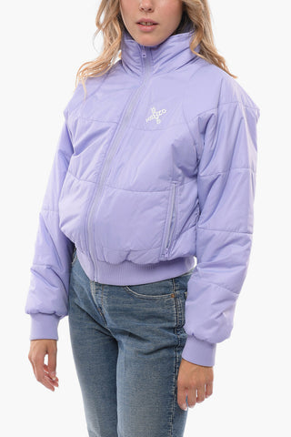 Mock Neck Padded Bomber Jacket with Front Zip