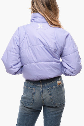 Mock Neck Padded Bomber Jacket with Front Zip