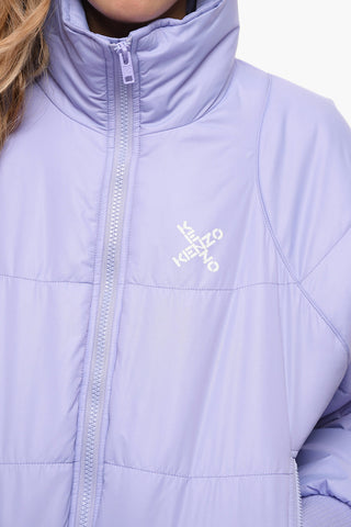 Mock Neck Padded Bomber Jacket with Front Zip