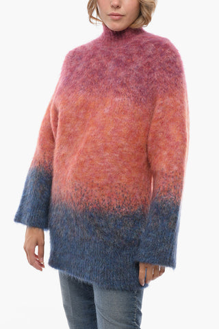 Turtleneck Mohair Blend Sweater with Degradè Motif