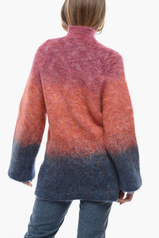Turtleneck Mohair Blend Sweater with Degradè Motif