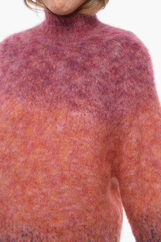 Turtleneck Mohair Blend Sweater with Degradè Motif