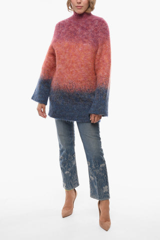 Turtleneck Mohair Blend Sweater with Degradè Motif