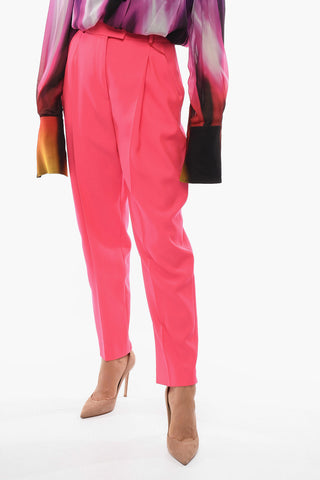Wool Gabardine Tailored Pants with Double Pleat