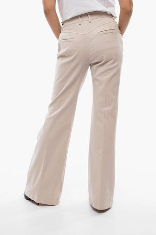 Wide Leg Stretch Cotton Pants with 5 Pockets