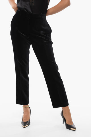 Pantaloni Chino in Velour con Passanti