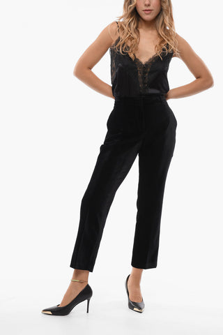 Pantaloni Chino in Velour con Passanti