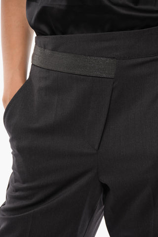 Virgin Wool Tailored Pants with Beads Detail