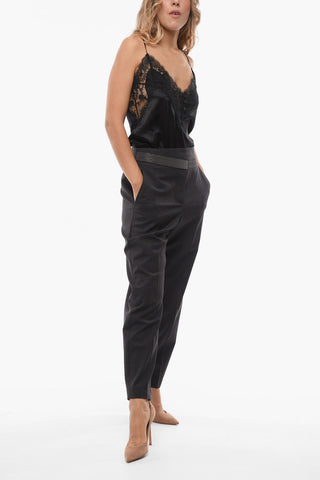 Virgin Wool Tailored Pants with Beads Detail