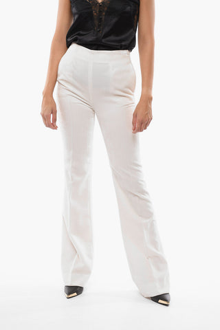 Pantaloni Palazzo in Ciniglia con Zip Laterale