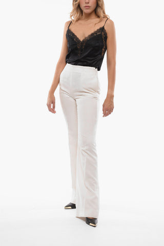 Pantaloni Palazzo in Ciniglia con Zip Laterale