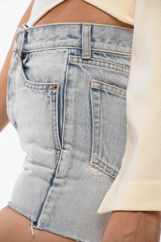 Denim Shorts with Raw-cut Hems