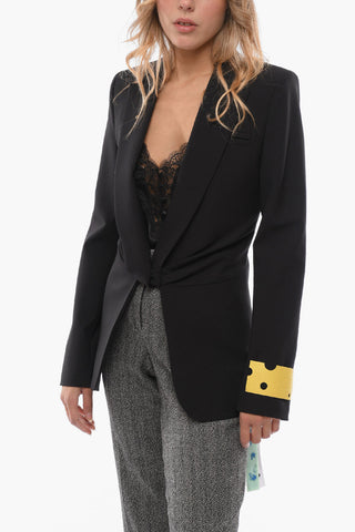 SEASONAL Single-breasted Recycled Fabric Blazer with Peak Lapel