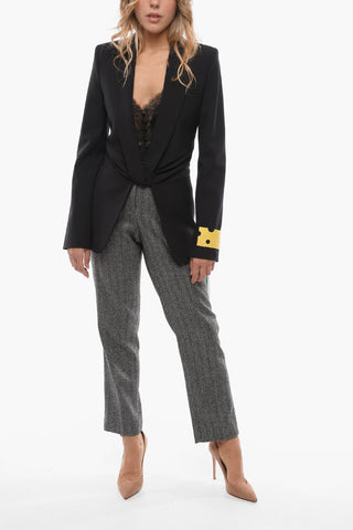 SEASONAL Single-breasted Recycled Fabric Blazer with Peak Lapel