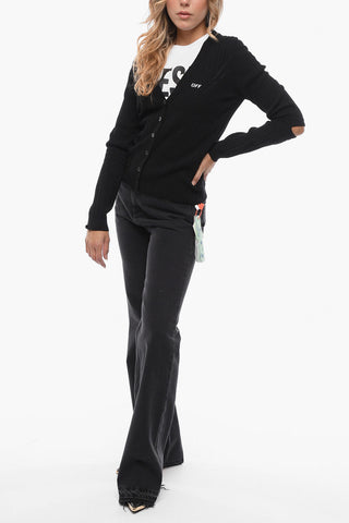 PERMENENT Printed Logo Ribbed Cardigan