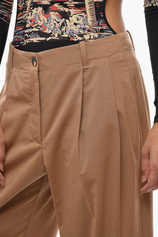 High-Waisted Single Pleat LILLE Cropped Pants