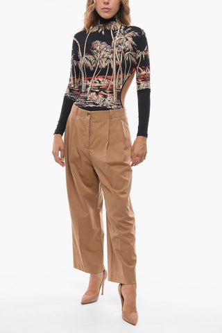 High-Waisted Single Pleat LILLE Cropped Pants