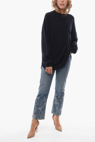 Maglia Girocollo Oversize in Misto Cashmere