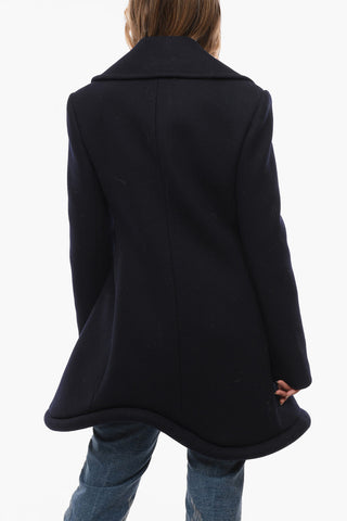 Wool-blend Double-breasted Coat with Padded Trimmings