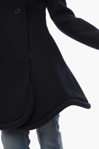 Wool-blend Double-breasted Coat with Padded Trimmings