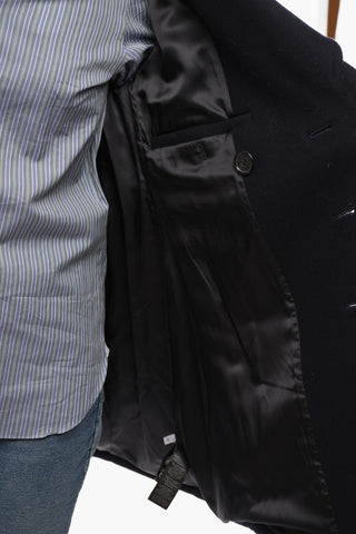 Wool-blend Double-breasted Coat with Padded Trimmings