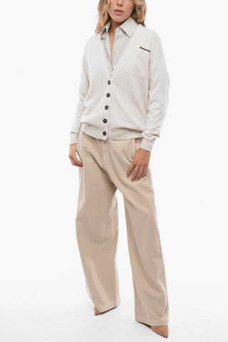 Cashmere Cardigan with Double Breast-pocket