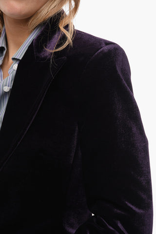 Velour Slim Fit Blazer with Flap Pockets