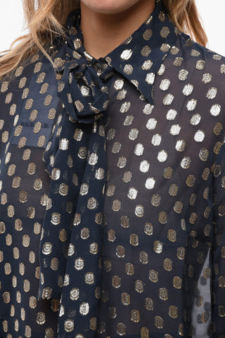 Silk-voile SCINTILLA Shirt with Lurex Polka dots Details
