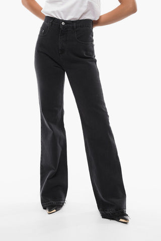 Raw cut-edged Wide Leg Denims 27cm